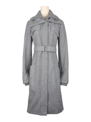 Patrizia Pepe Grey Wool Coat With Waistbelt