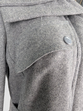 Patrizia Pepe Grey Wool Coat With Waistbelt, view 5