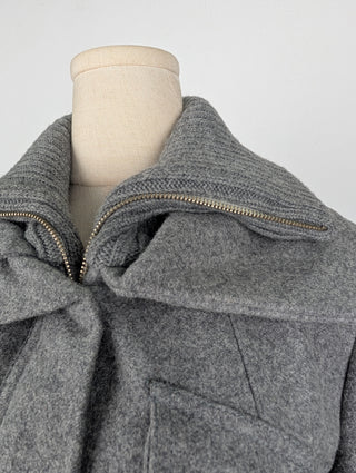 Patrizia Pepe Grey Wool Coat With Waistbelt, view 8