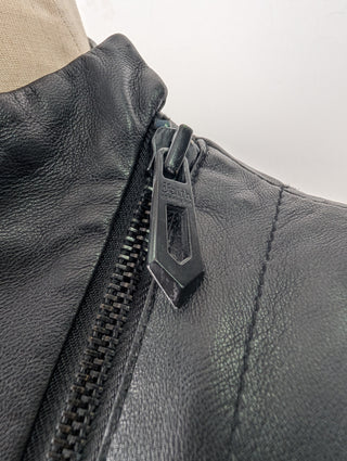 Faith Connexion Black Leather Jacket With Shoulder Details, view 4