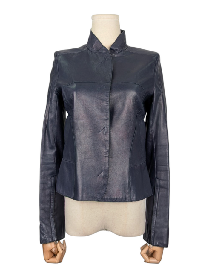 Costume National Blue Leather Jacket