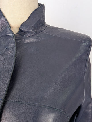 Costume National Blue Leather Jacket, view 3