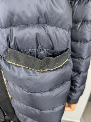 Moncler Navy Puffer Coat With Hood, view 8