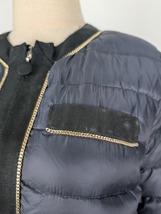 Moncler Navy Puffer Coat With Hood, view 9
