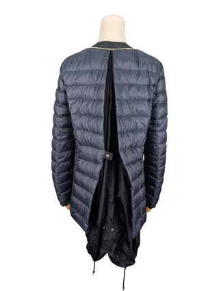 Moncler Navy Puffer Coat With Hood, view 12