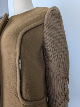 Hanii Y Brown Wool Jacket With Cable Knit Sleeves, view 4