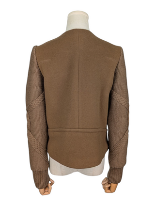 Hanii Y Brown Wool Jacket With Cable Knit Sleeves, view 2