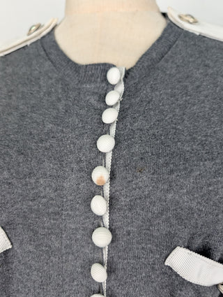 Sacai Grey Cardigan With See-Through Ruffle Details, view 3