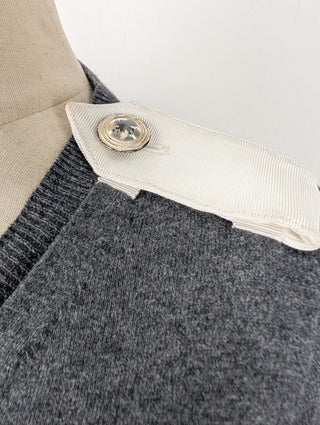 Sacai Grey Cardigan With See-Through Ruffle Details, view 5