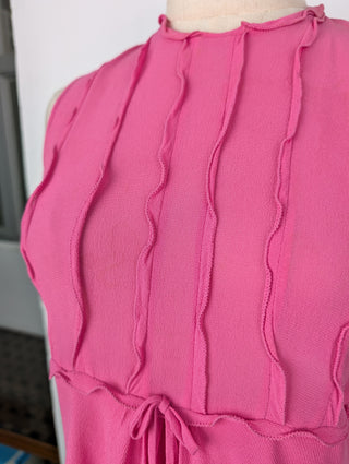 Istante Pink Sleeveless Dress With Ruffles, view 3