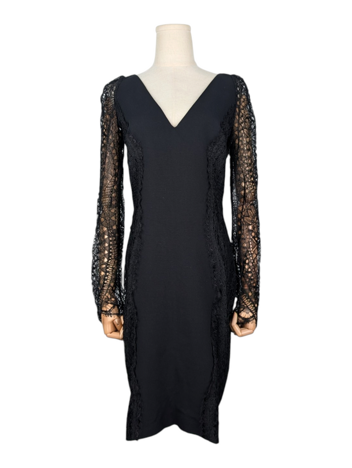 Emilio Pucci Black Deep-V Open Back Dress With Lace Details