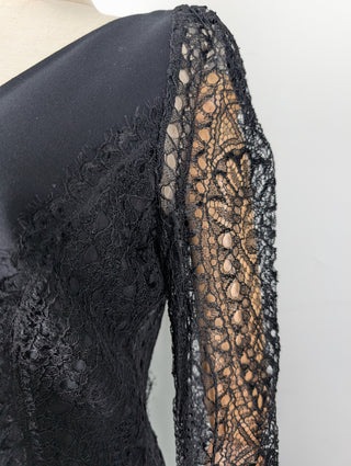 Emilio Pucci Black Deep-V Open Back Dress With Lace Details, view 3