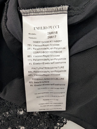 Emilio Pucci Black Deep-V Open Back Dress With Lace Details, view 6