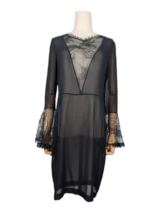 Emilio Pucci Black Sheer Dress With Floral Lace Details