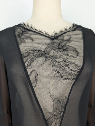 Emilio Pucci Black Sheer Dress With Floral Lace Details, view 4