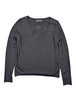 Zadig & Voltaire Black Wool Long Sleeve Top With Skull At The Back