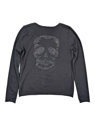 Zadig & Voltaire Black Wool Long Sleeve Top With Skull At The Back, view 2