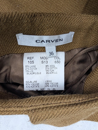 Carven Mustard Yellow Wool Shorts, view 4