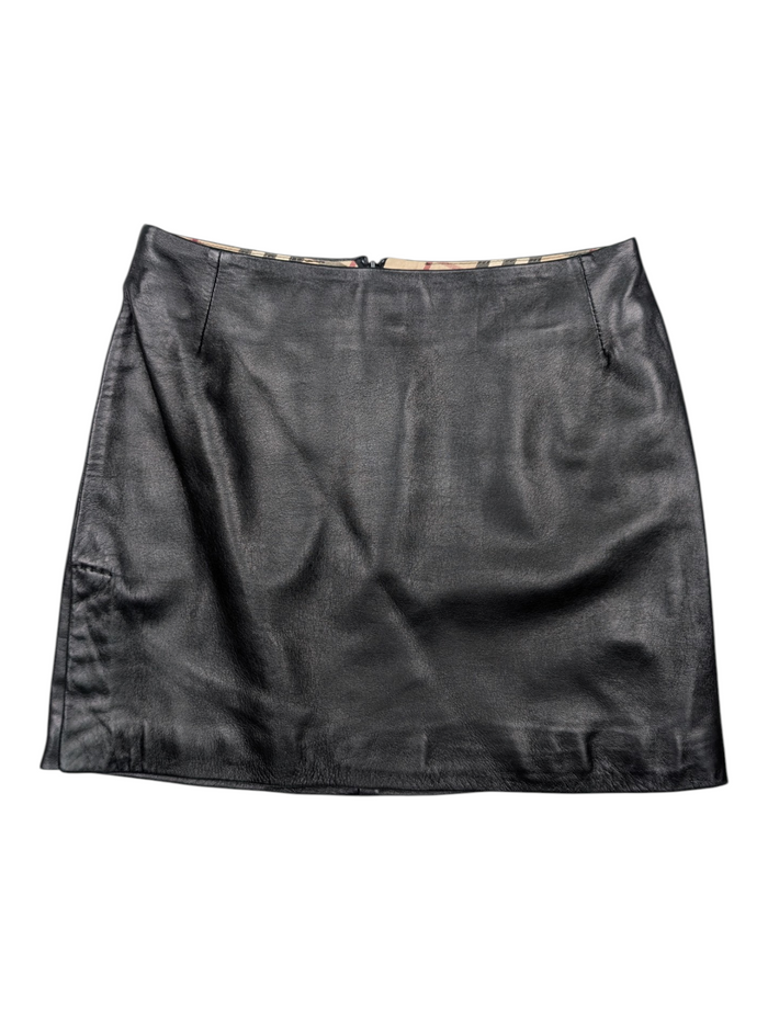 Burberry Black Leather Skirt
