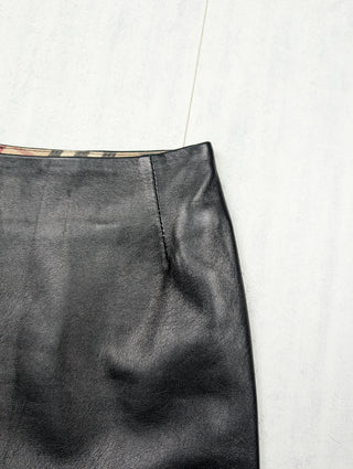 Burberry Black Leather Skirt, view 4