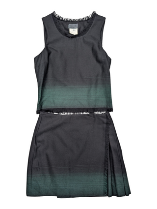 Versus Black And Green Wool Top And Wool Skirt Set