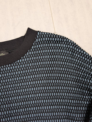 Mr & Mrs Italy Blue And Black Mesh Sweater With Rabbit Hair Sleeves, view 3