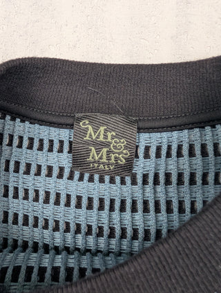 Mr & Mrs Italy Blue And Black Mesh Sweater With Rabbit Hair Sleeves, view 4