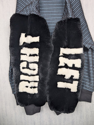 Mr & Mrs Italy Blue And Black Mesh Sweater With Rabbit Hair Sleeves, view 6