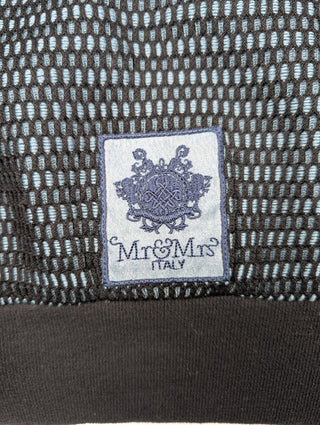Mr & Mrs Italy Blue And Black Mesh Sweater With Rabbit Hair Sleeves, view 7