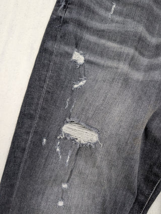 Amiri MX-1 Black Leather Patch Jeans, detail 4