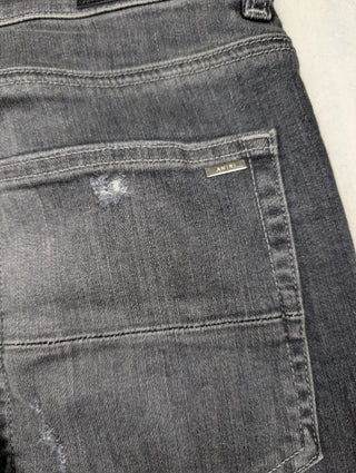 Amiri MX-1 Black Leather Patch Jeans, detail 12