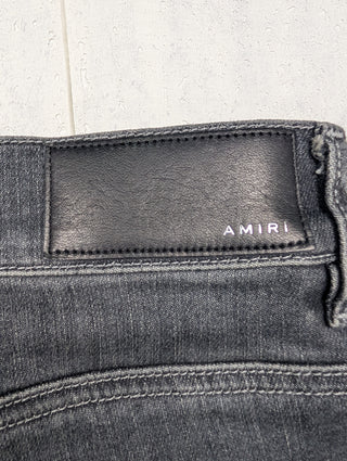 Amiri MX-1 Black Leather Patch Jeans, detail 13