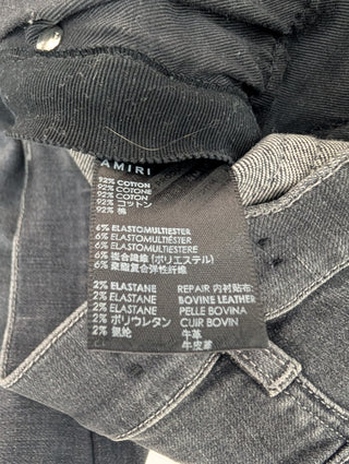 Amiri MX-1 Black Leather Patch Jeans, detail 14