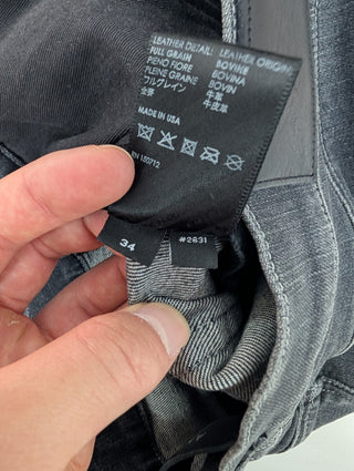Amiri MX-1 Black Leather Patch Jeans, detail 15