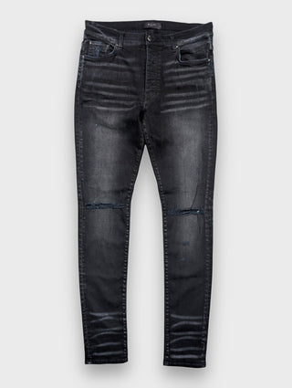 Amiri Aged Black Slash Skinny Jeans, front
