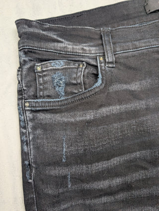 Amiri Aged Black Slash Skinny Jeans, detail 5