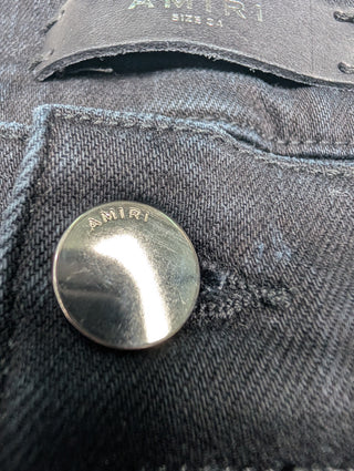 Amiri Aged Black Slash Skinny Jeans, detail 6