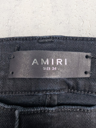 Amiri Aged Black Slash Skinny Jeans, detail 7