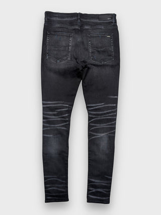 Amiri Aged Black Slash Skinny Jeans, back