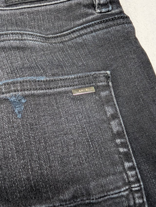 Amiri Aged Black Slash Skinny Jeans, detail 10