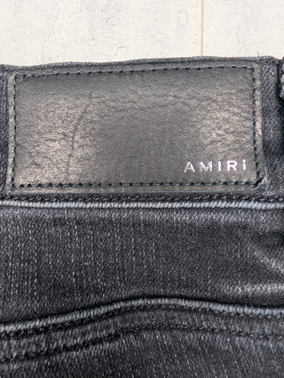 Amiri Aged Black Slash Skinny Jeans, detail 11