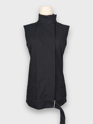 Isabel Marant Black Cotton Sleeveless Jacket With Stand Collar, front