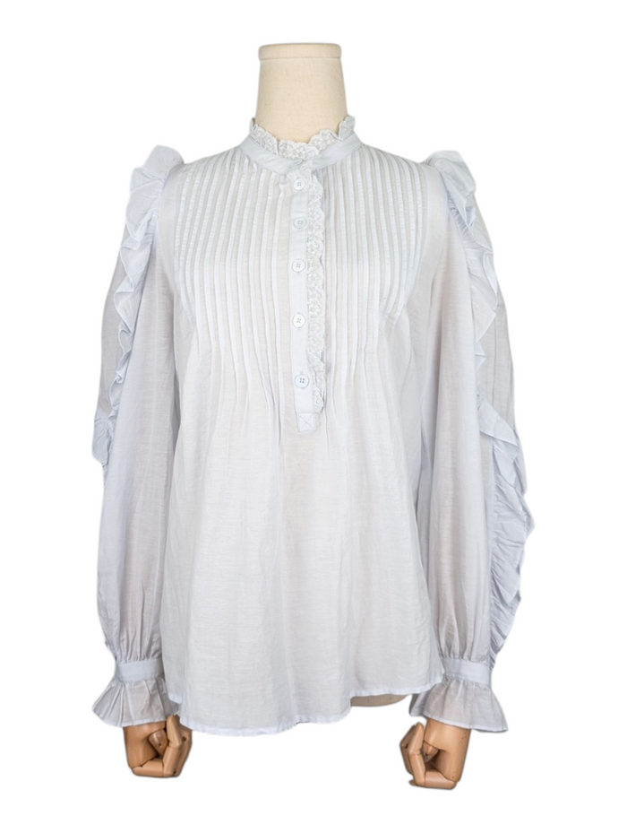 Zadig & Voltaire Blue Timmy Tomboy Ruffle Shirt