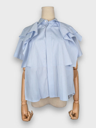 Sacai Blue Poplin Striped Shirt, front