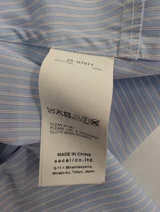 Sacai Blue Poplin Striped Shirt, detail 5