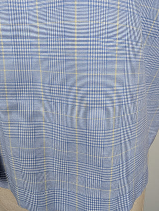 Prada Blue Prince Of Wales Cotton Crop Shirt, detail 4