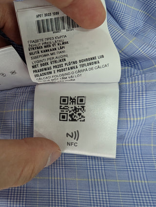 Prada Blue Prince Of Wales Cotton Crop Shirt, detail 7