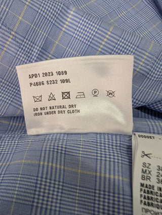 Prada Blue Prince Of Wales Cotton Crop Shirt, detail 8