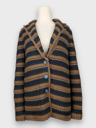 Chanel Multicolored Striped Texture Knit Wool Jacket, front