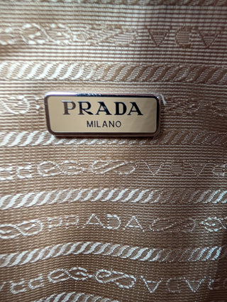 Prada Beige Raffia Crochet Logo Embroidered Triangle Crossbody Pouch, view 9